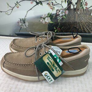 Thom McAn Beige Leather Boat Shoes Mens Size 9 Casual Comfort Top Grain
